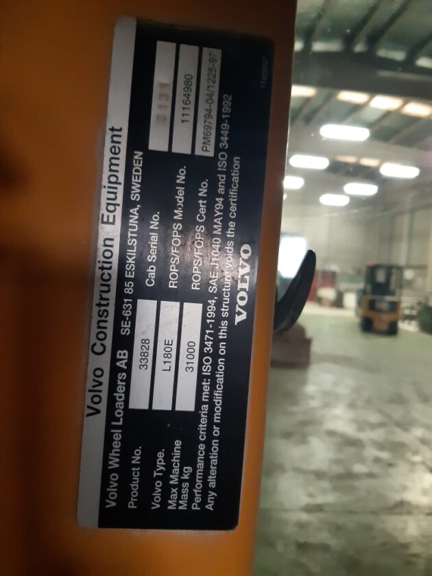 VOLVO  L180E  VOE33517 - CABINA - Imagen 9